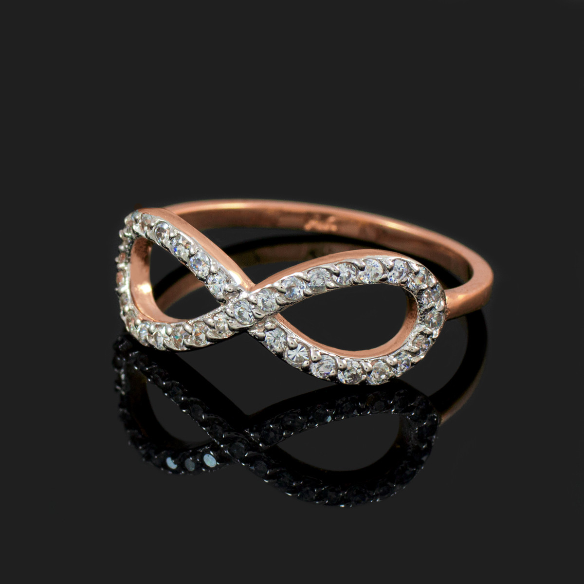 14kt Yellow Gold Infinity Symbol Ring with Diamond Accents | Ross-Simons